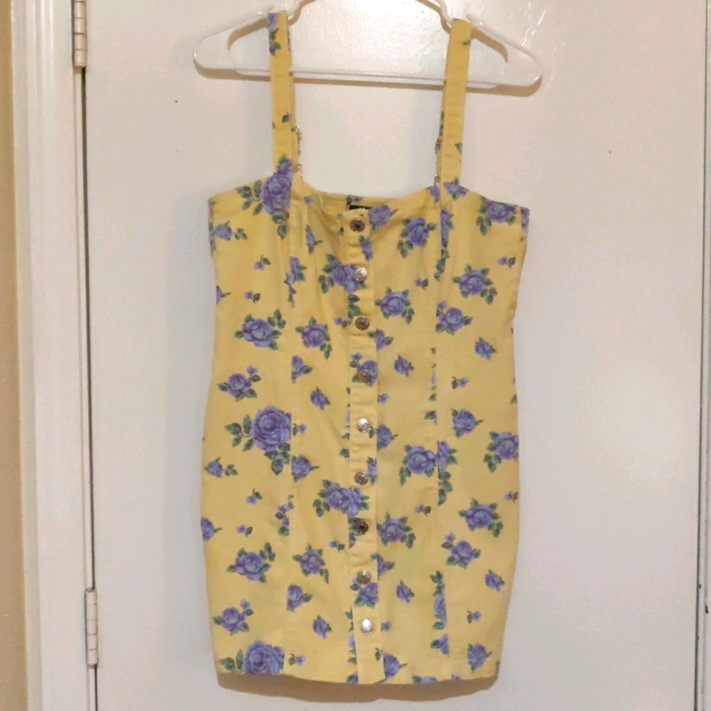 Forever 21 Yellow Button Down Mini Dress